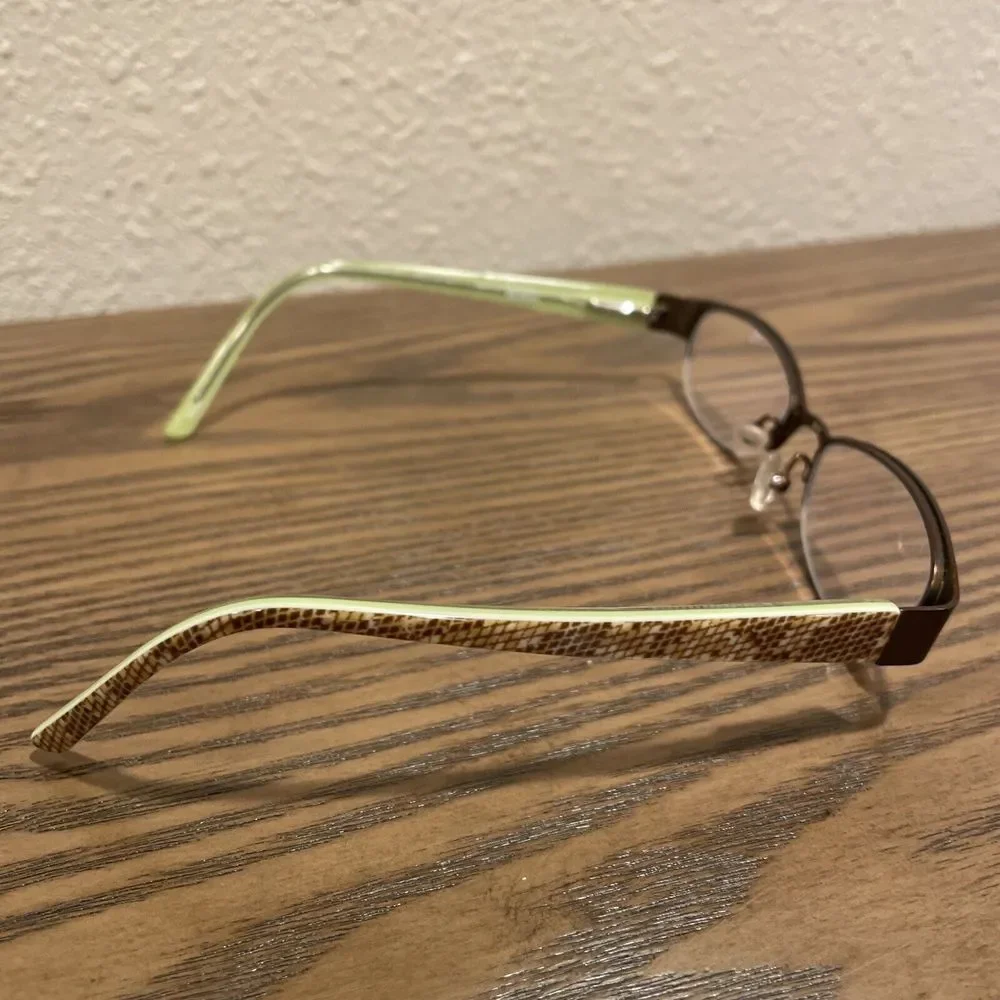 Chelsea Morgan Eyeglass Frames Only 51-17-135 CM813 BR Brown Half Rim Green